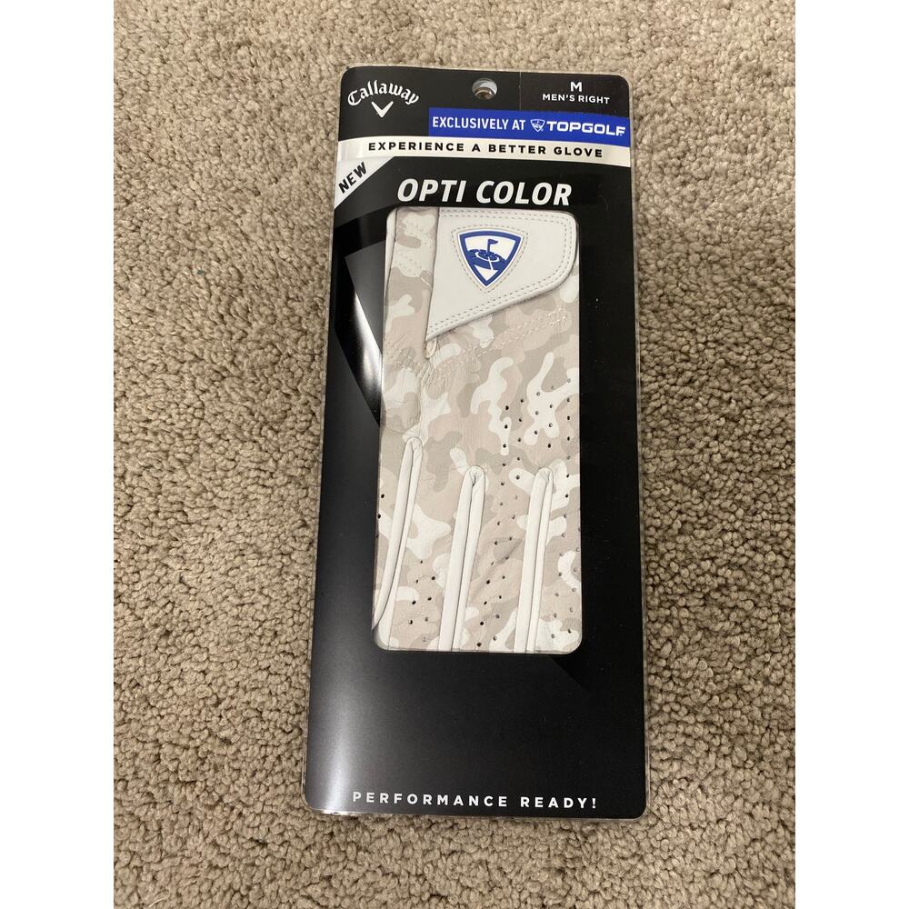 New Callaway Men's‎ Opti Color RIGHT Handed Golf Glove, Snow Camo Size Medium